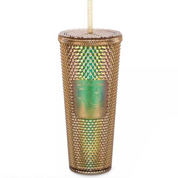 Walt Disney World 50th Anniversary Geometric Starbucks Tumbler with Straw – Gold - Picture 3 of 11